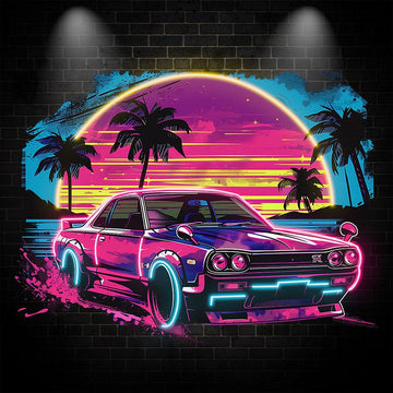 LED Neon signs Sunset | Coconut Tree Seaside Supercar Mercedes Benz Decorative Lights | Creative Home & Shop Decoration