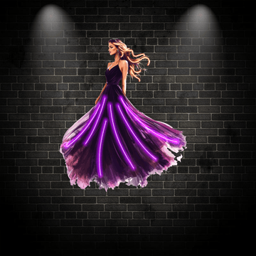 Europe and America Beauty Purple Long Skirt Neon signs Lights - Spread skirt accompanied by purple beams of LED decorative lights, personalized home and creative space lighting