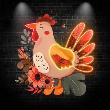Thanksgiving Turkey Decorations neon signs - Cute LED Neon Lights by the Grass - Perfect Holiday Home Decorations