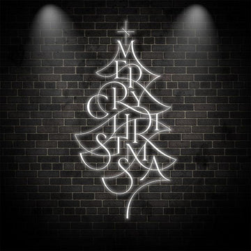 Alphabet Composition Christmas Tree LED White Strip Lights | Creative Holiday Decoration Lights neon signs | Home Christmas Ambiance Lighting