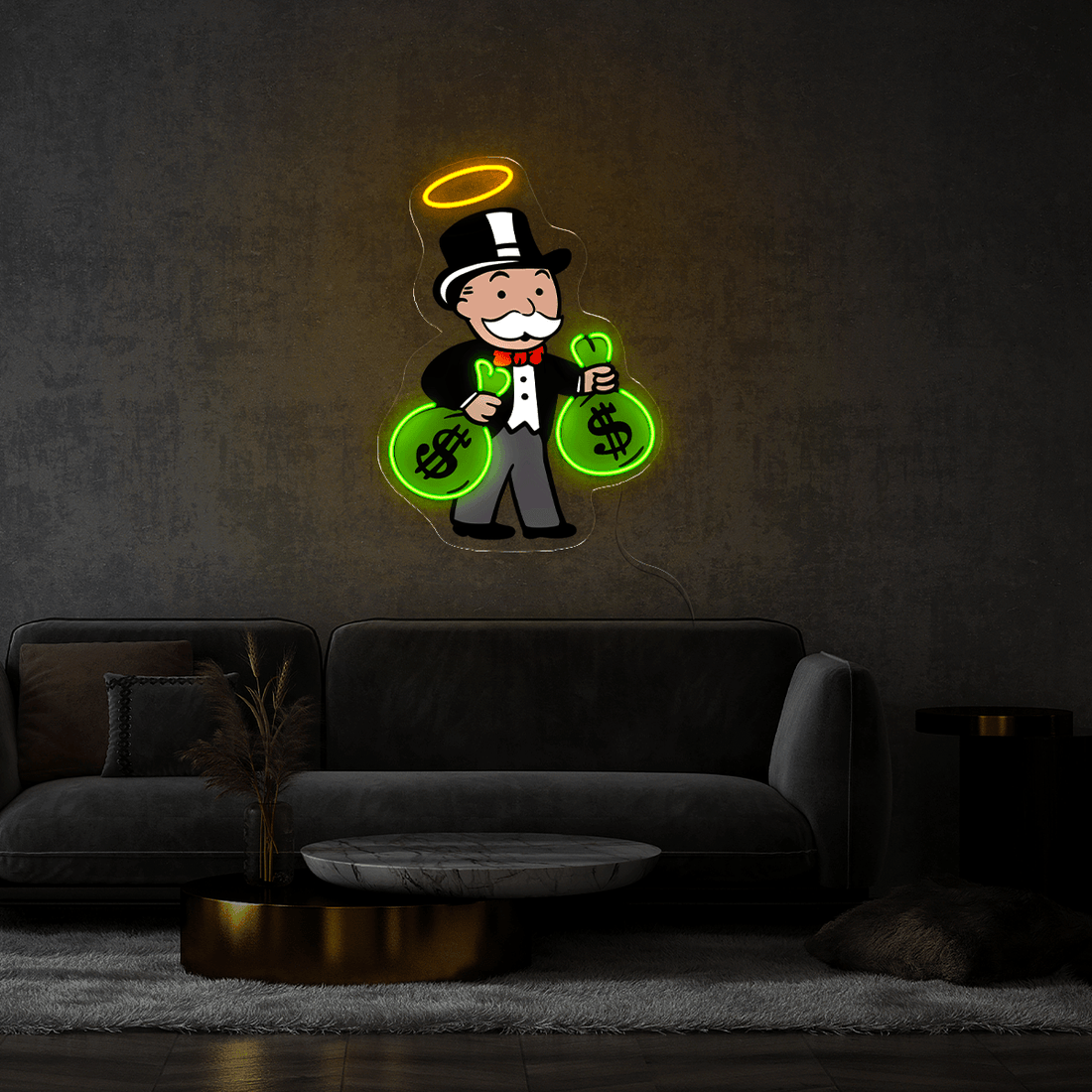 Monopoly Man Money Bag Artwork Led Neon Sign