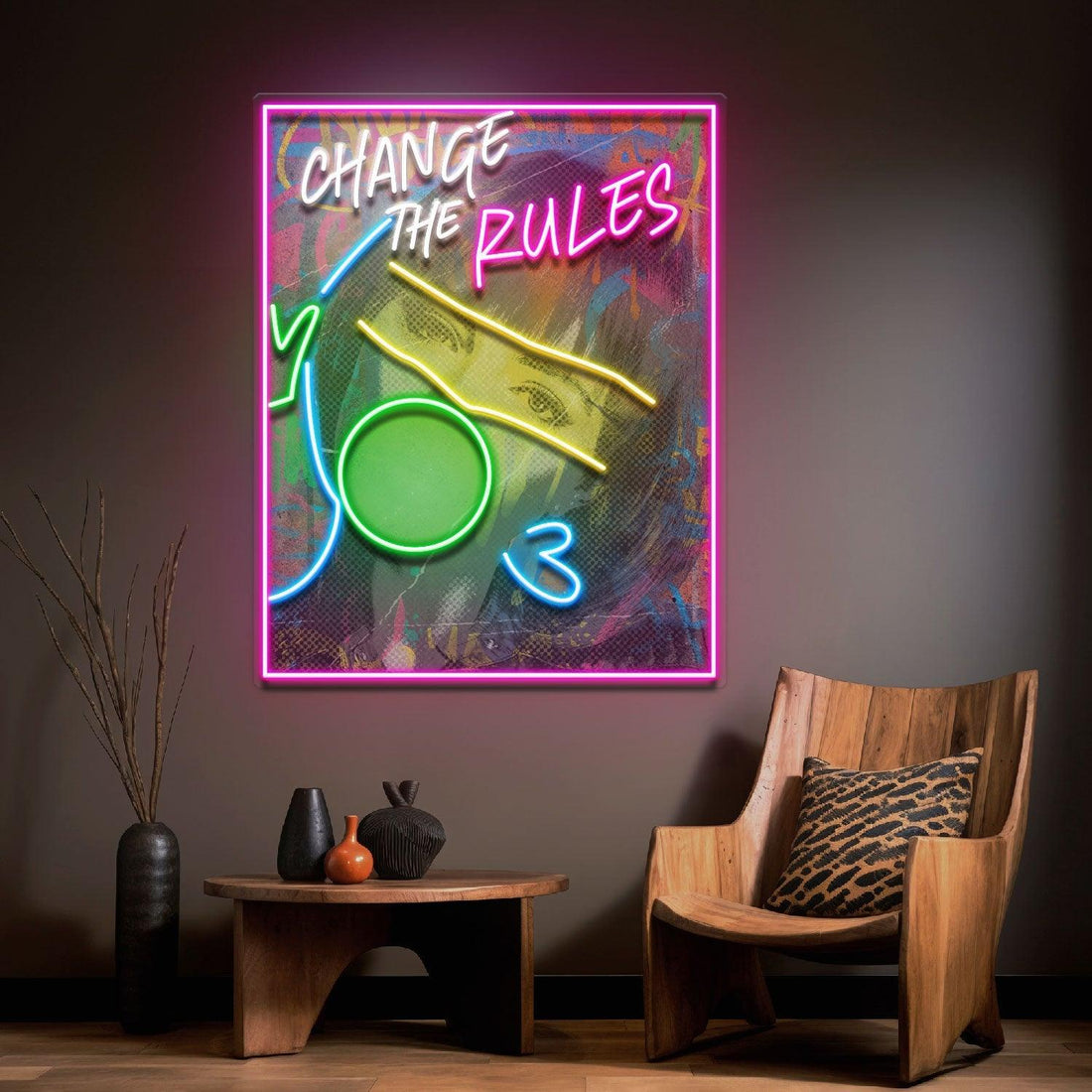 Rebelious Change The Rule Collapse Art LED Neon Signs Light Pop Art