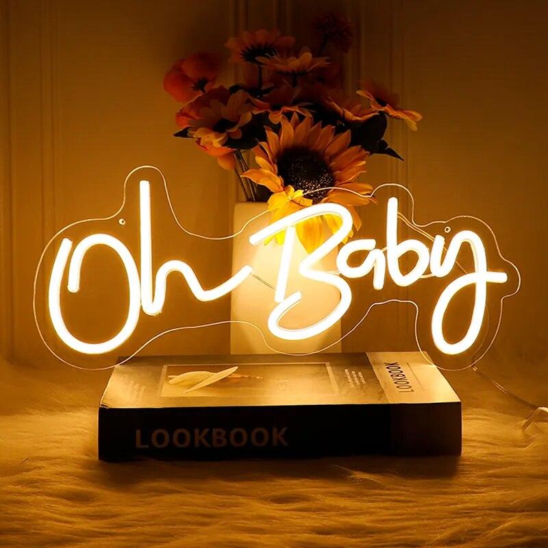 Neon Sign Custom Oh Baby LED Light Party Flex Clear Acrylic Neon Sign Decoration