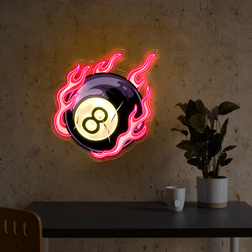 Billiards Ball Fire Artwork Led Neon Sign
